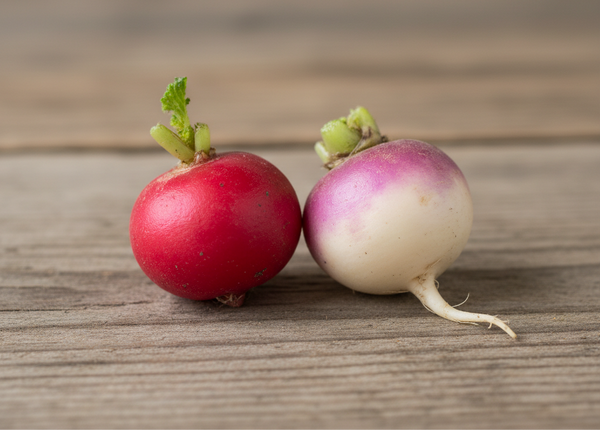 Mini rábano rojo y nabo blanco